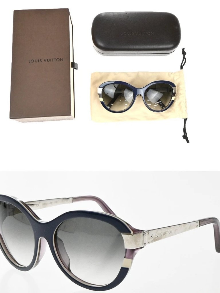 Louis Vuitton Glitter Sunglasses Eye Wear Plastic Blue Silver Z0592e 36rp159
